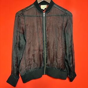Mason Black Sheer Lightweight‎ Bomber Jacket Women's Size 0
